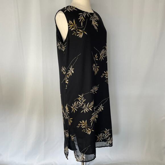 Sleeveless Midi Dress Plus Size 14 16 Black Tan Tropical Palm Sleevless Casual - Picture 5 of 16